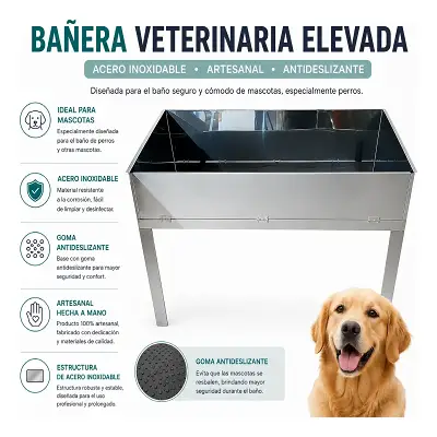 Bañera para Perros de Acero Inoxidable