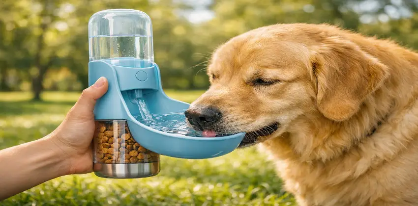 Auditoría de la botella bebedero portátil TonioPet 2 en 1 para perros y gatos