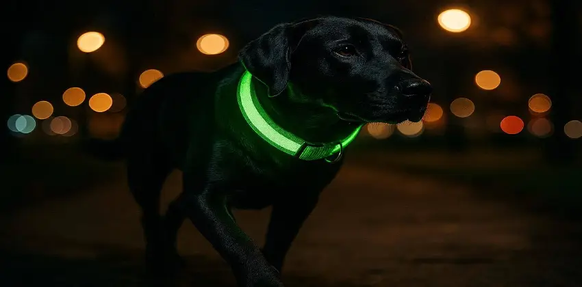 Auditoría y revisión del collar luminoso LED recargable por USB para paseos nocturnos de mascotas