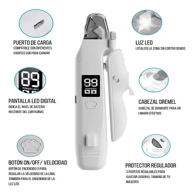 GoPaw Cortauñas y Lima 2 en 1 LED