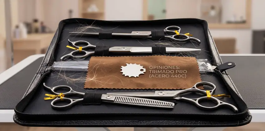 Auditoría y opiniones reales del kit de tijeras de grooming Trimado Pro en acero japonés 440C