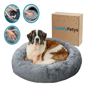 Cama cucha antiestrés Comfypetys talla XL en piel sintética gris oscuro