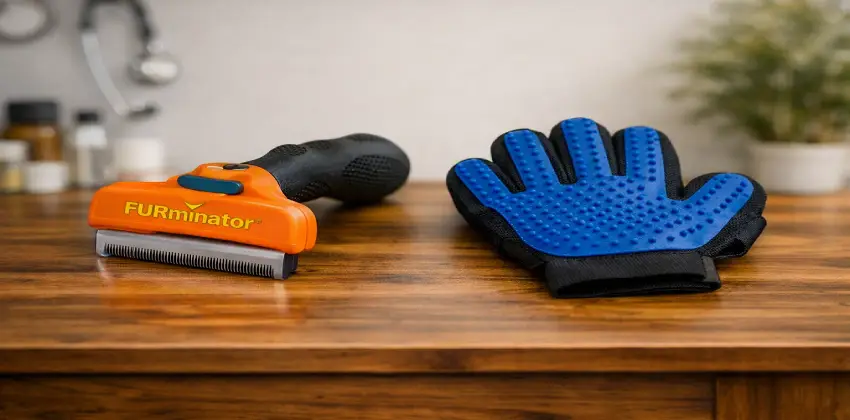 Comparativa técnica entre el cepillo deslanador Furminator y el guante saca pelos de silicona
