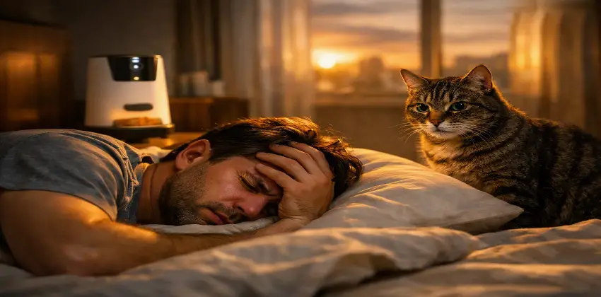 Si tu gato te despierta de madrugada, automatizar su rutina con un comedero smart es la solución técnica.