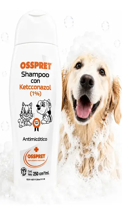 Shampoo Antimicótico Osspret con Ketoconazol 1% para perros y gatos